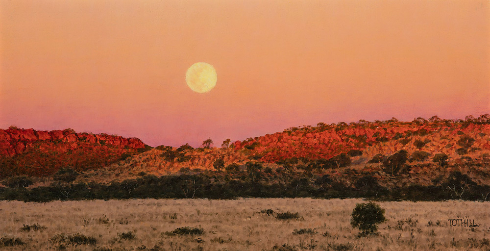 Pilbara Moonrise | Oil on gessoed panel, 420mm x 230mm
