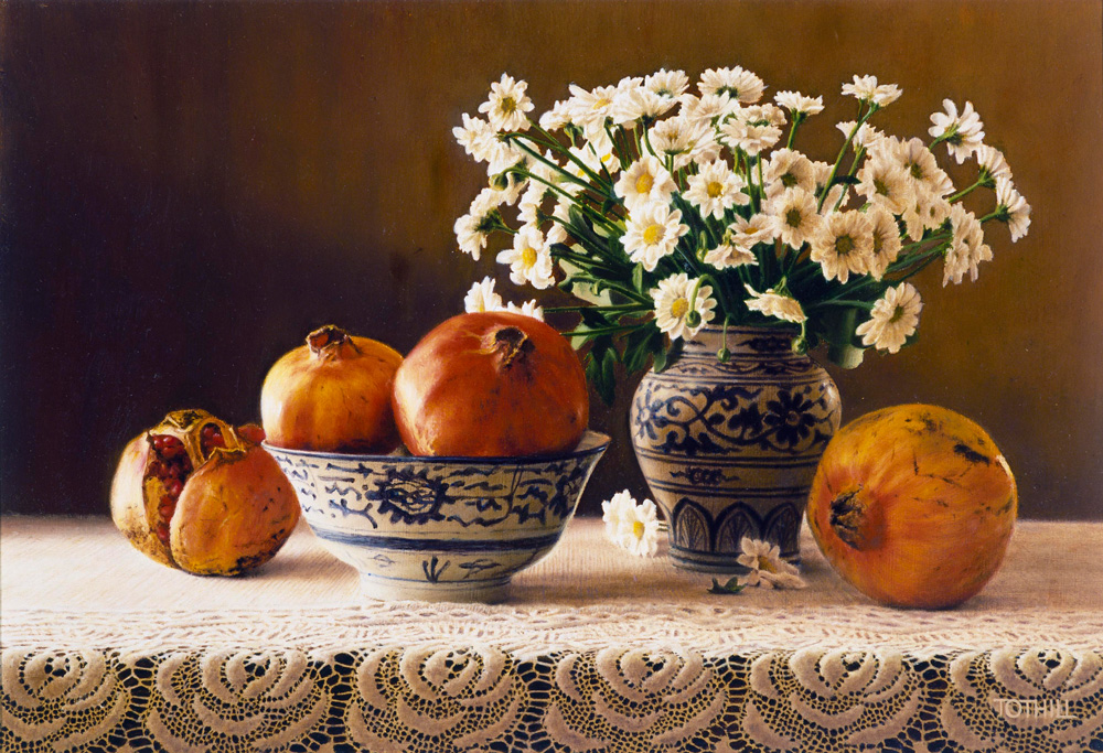Pomegranates and Heirlooms | Oil on linen, 520mm x 340mm